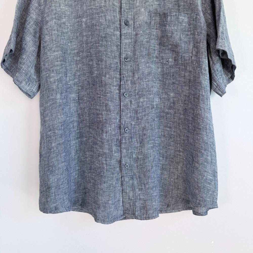 Thom Aaron Linen Short Sleeve Shirt Size XXL Preppy Coastal Vacation Travel - Picture 4 of 8